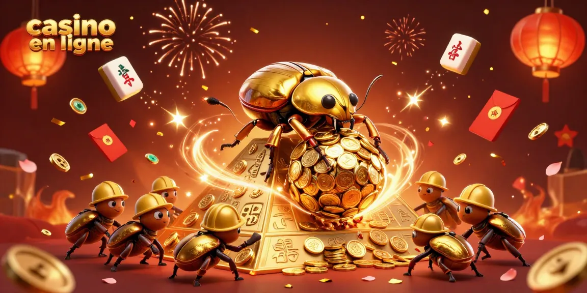Profitez du casino en ligne avec des symboles et des éléments festifs en 3D.
