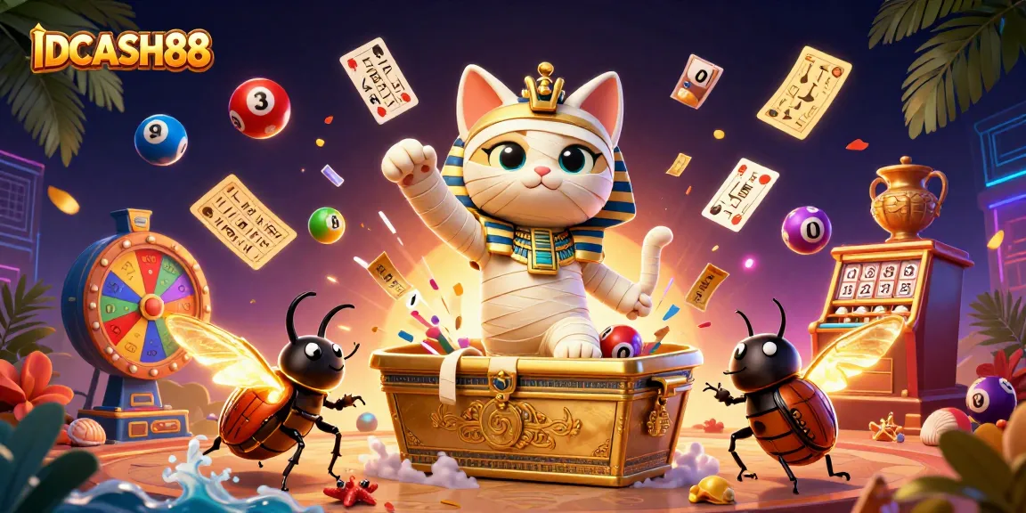 Engage with IDCASH88’s vibrant casino scene featuring dynamic gaming elements and characters.