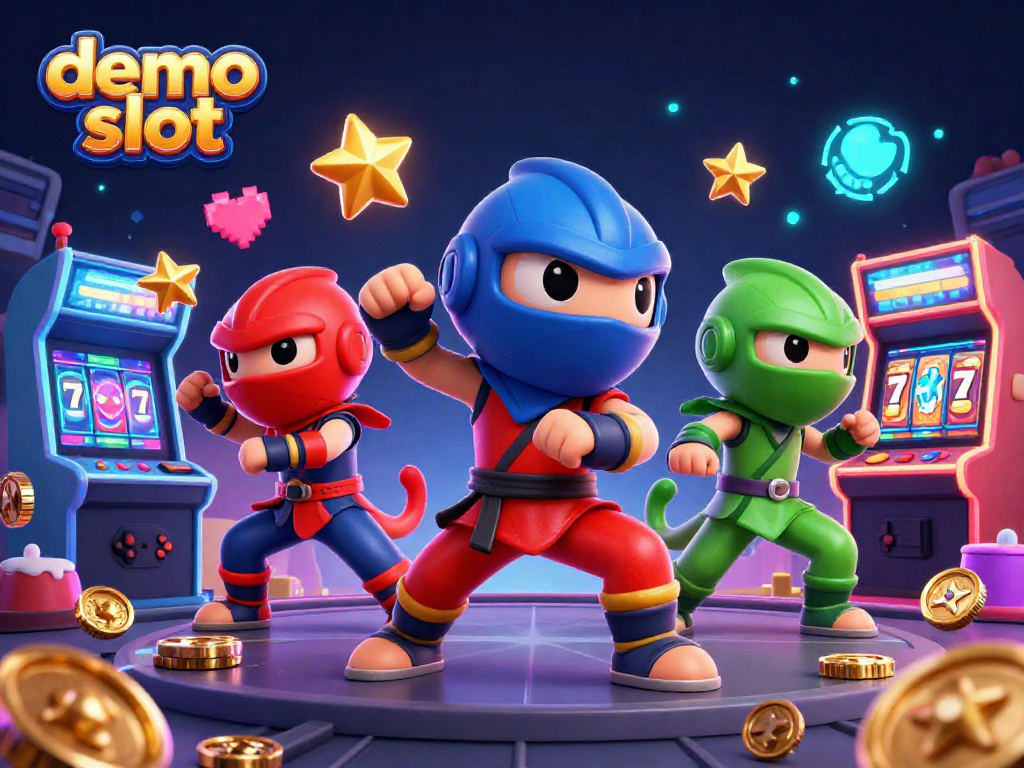 Demo slot menarik dengan chameleon ninja dan mesin permainan berwarna-warni.