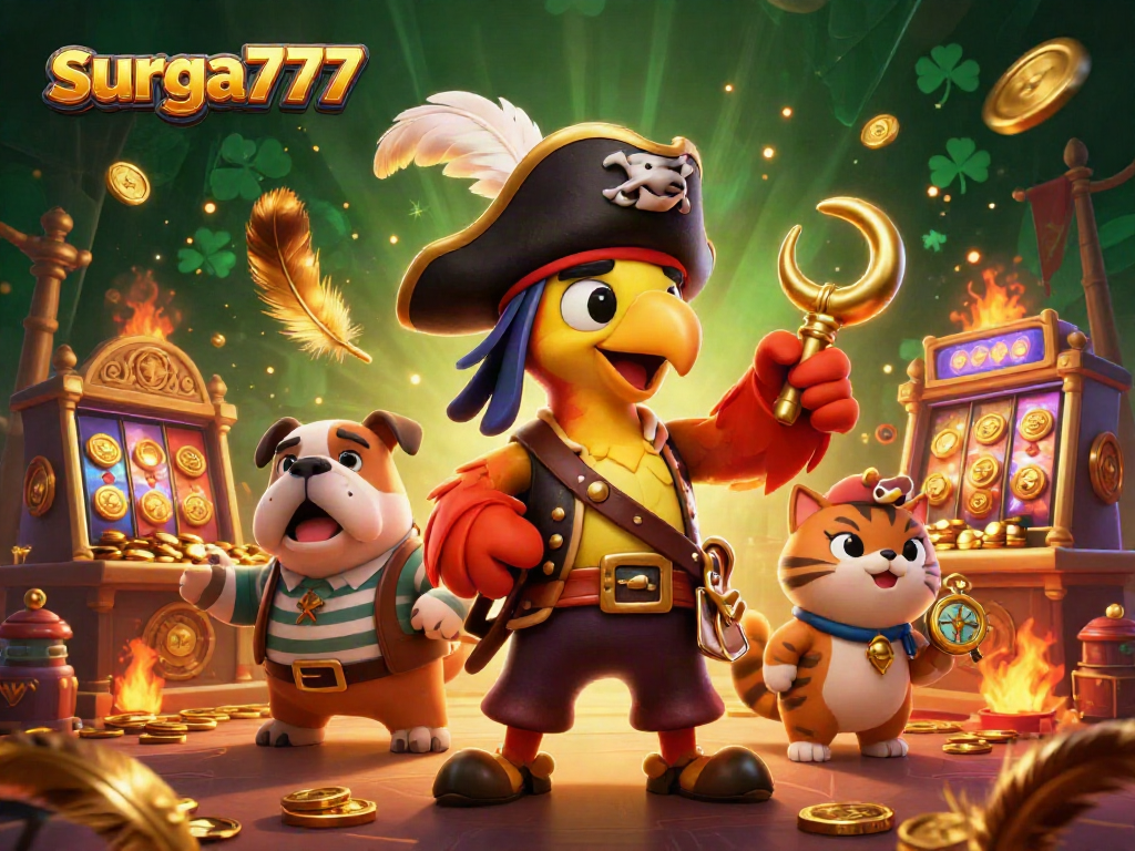 Experience high-stakes excitement at surga777 with vibrant casino-themed characters and thrilling gaming elements.