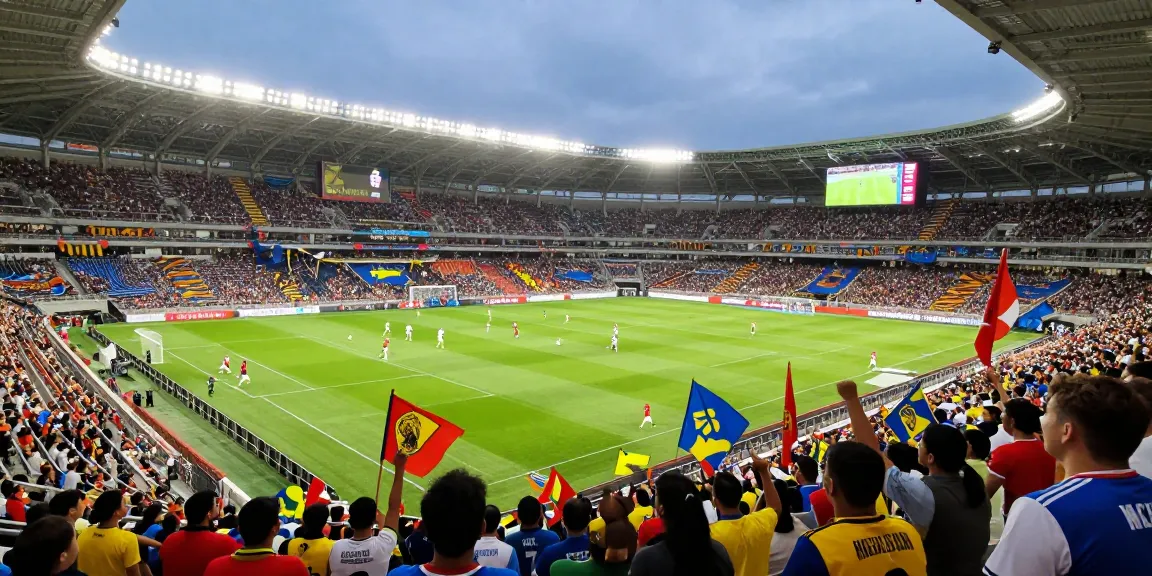 Exciting kora live football match with passionate fans in a vibrant stadium atmosphere.