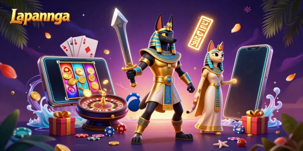 Lapannaga showcases ancient Egyptian warriors and vibrant casino elements for immersive gaming.