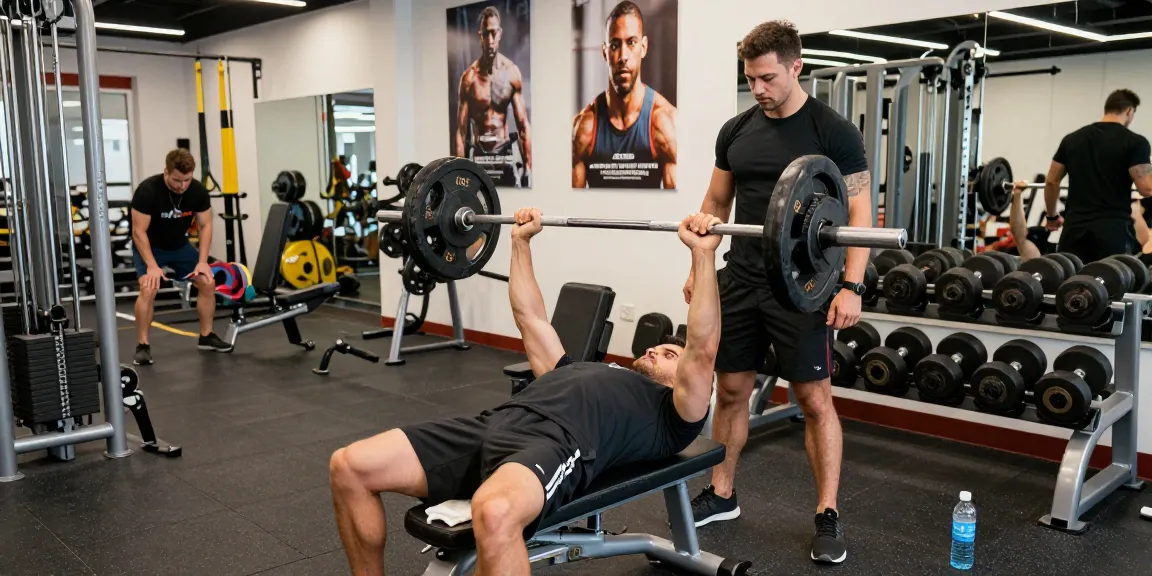 Prime Pharma Steroids in action at the gym with a dedicated athlete bench pressing weights.