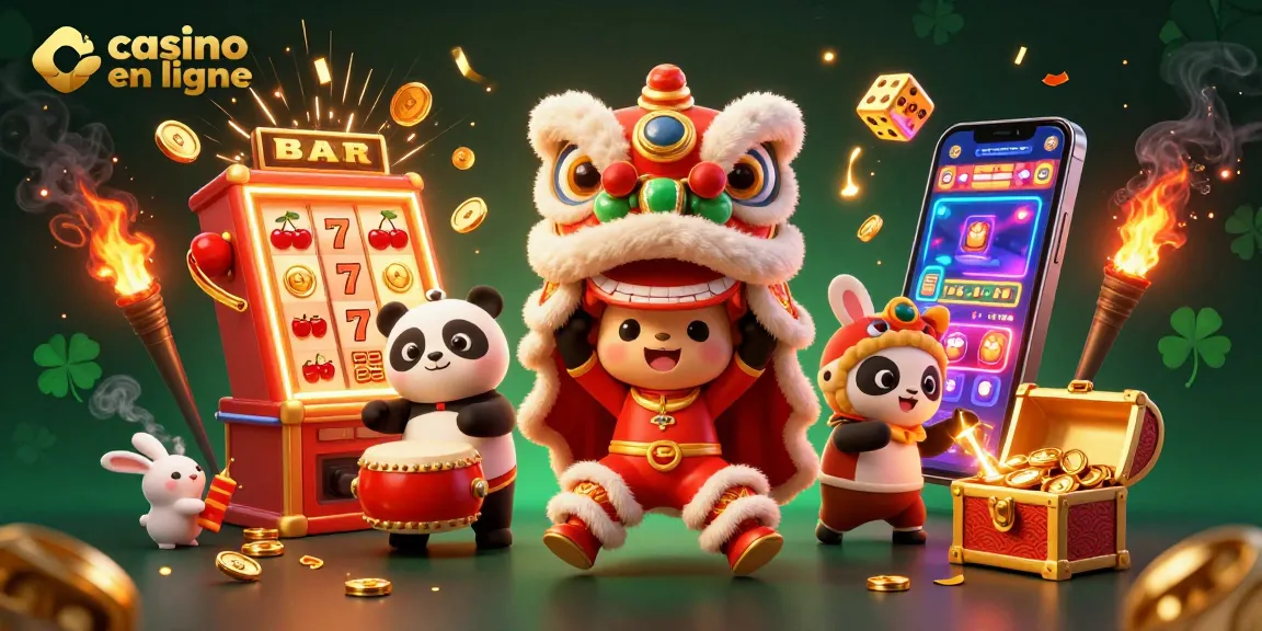 Vivez l'excitation des jeux dans un casino en ligne avec cette illustration festive.
