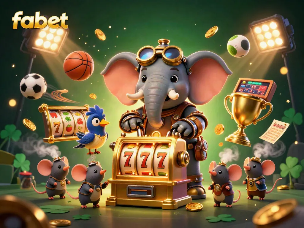 Engage with fabet's thrilling slot experience featuring a steampunk elephant and dynamic game elements.