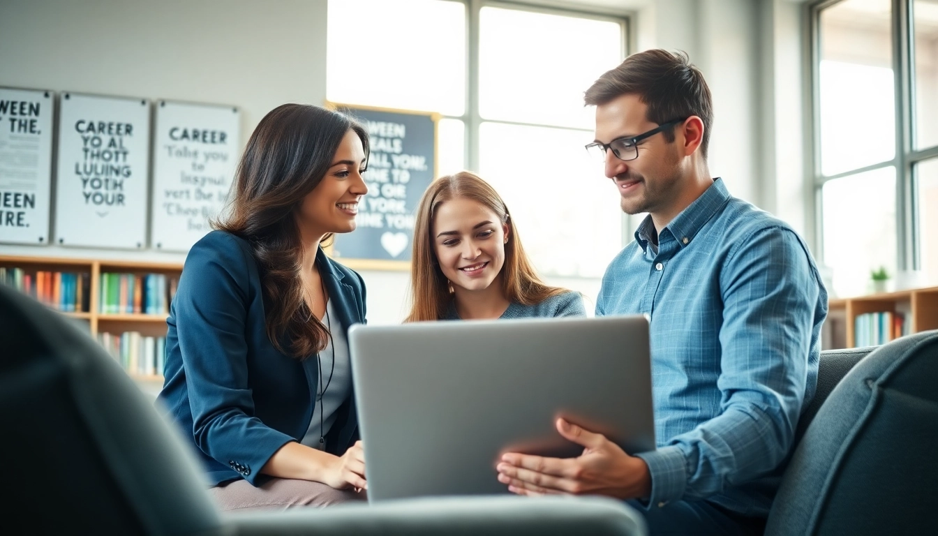 Empowered individual exploring their Ideal Career with a career advisor in a modern office.