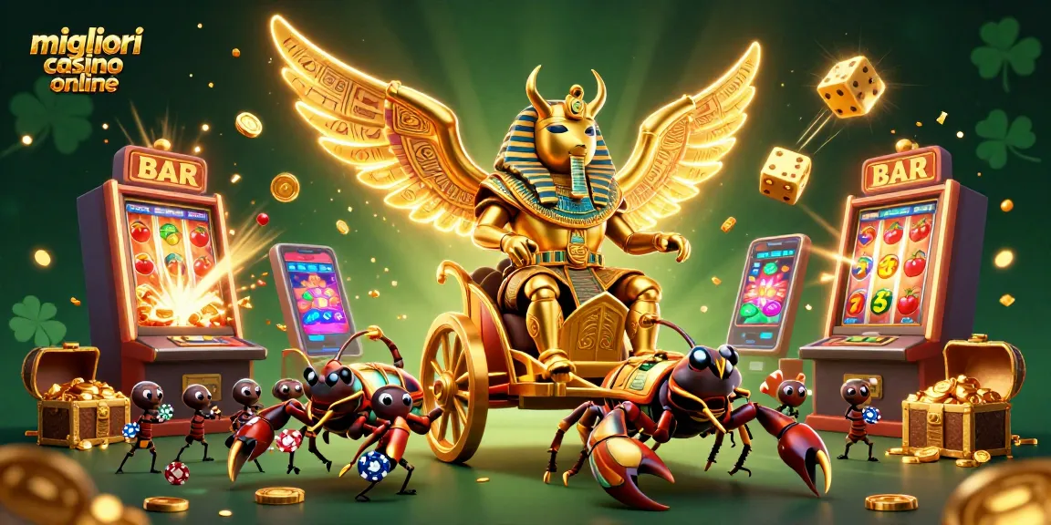 I migliori casino online in un'illustrazione 3D vivace con simboli di gioco e personaggi iconici.