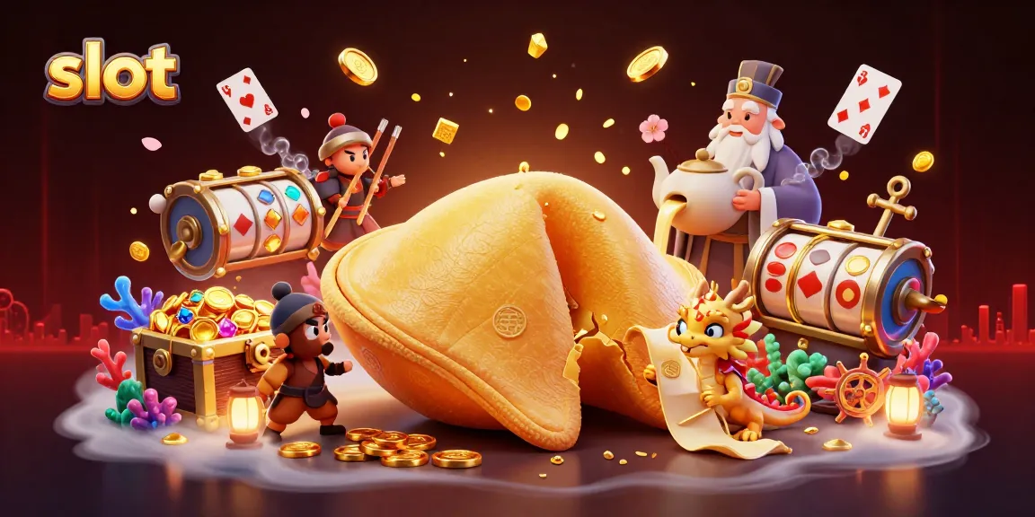 Experience thrilling slot games with dynamic characters and vibrant visuals in this casino-themed illustration.