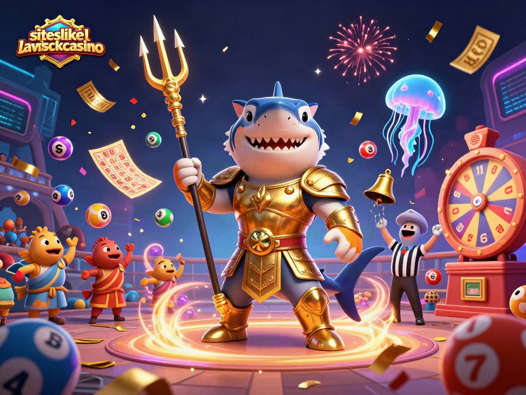 Engage with exciting games at siteslikelavishluckcasino featuring a tiger shark in a vibrant gaming scene.