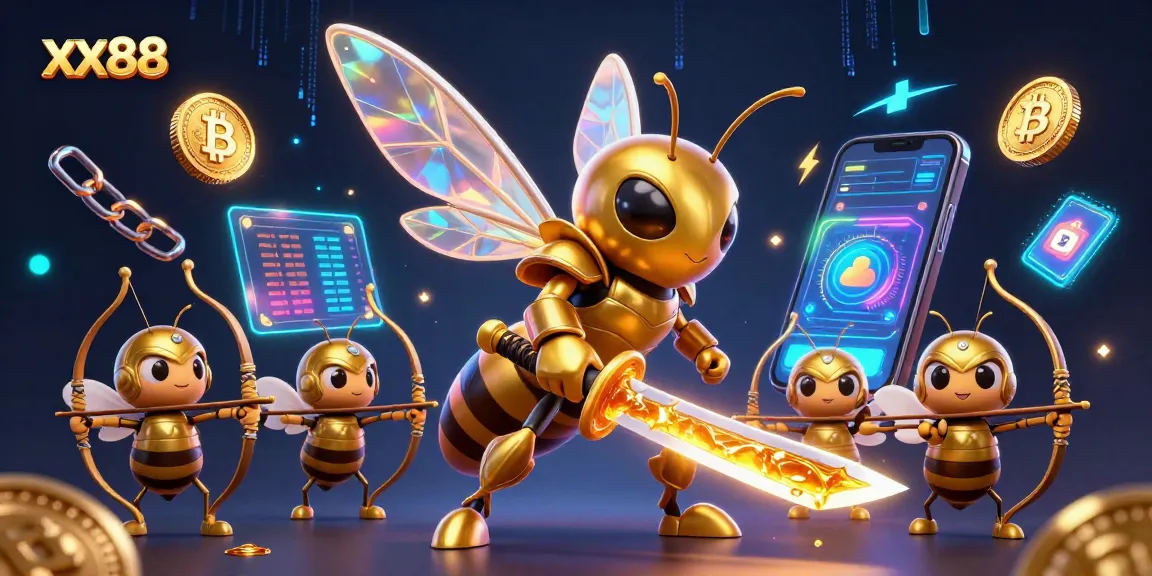 Experience gaming excitement with xx88, featuring a vibrant casino illustration showcasing a unique hornet and crypto elements.