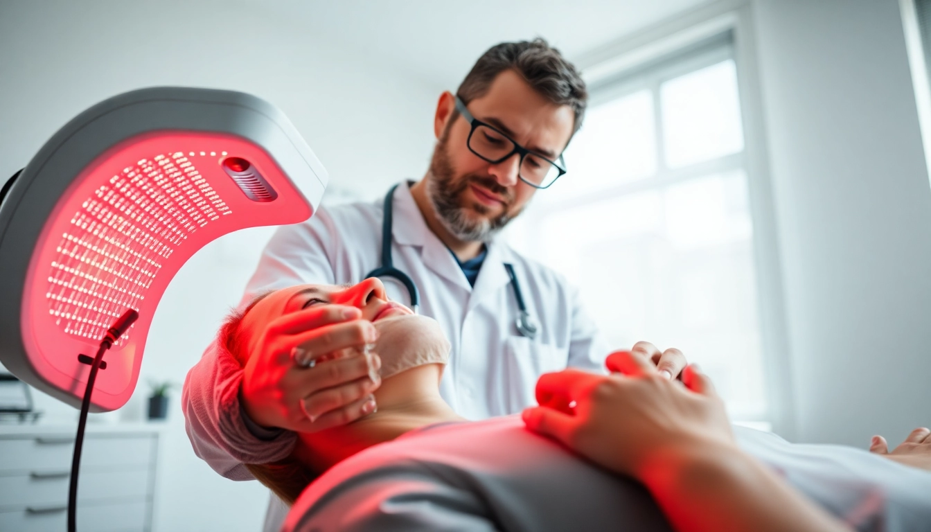 Red light therapy for injury recovery St. Albert treatment session showcasing therapeutic procedure.