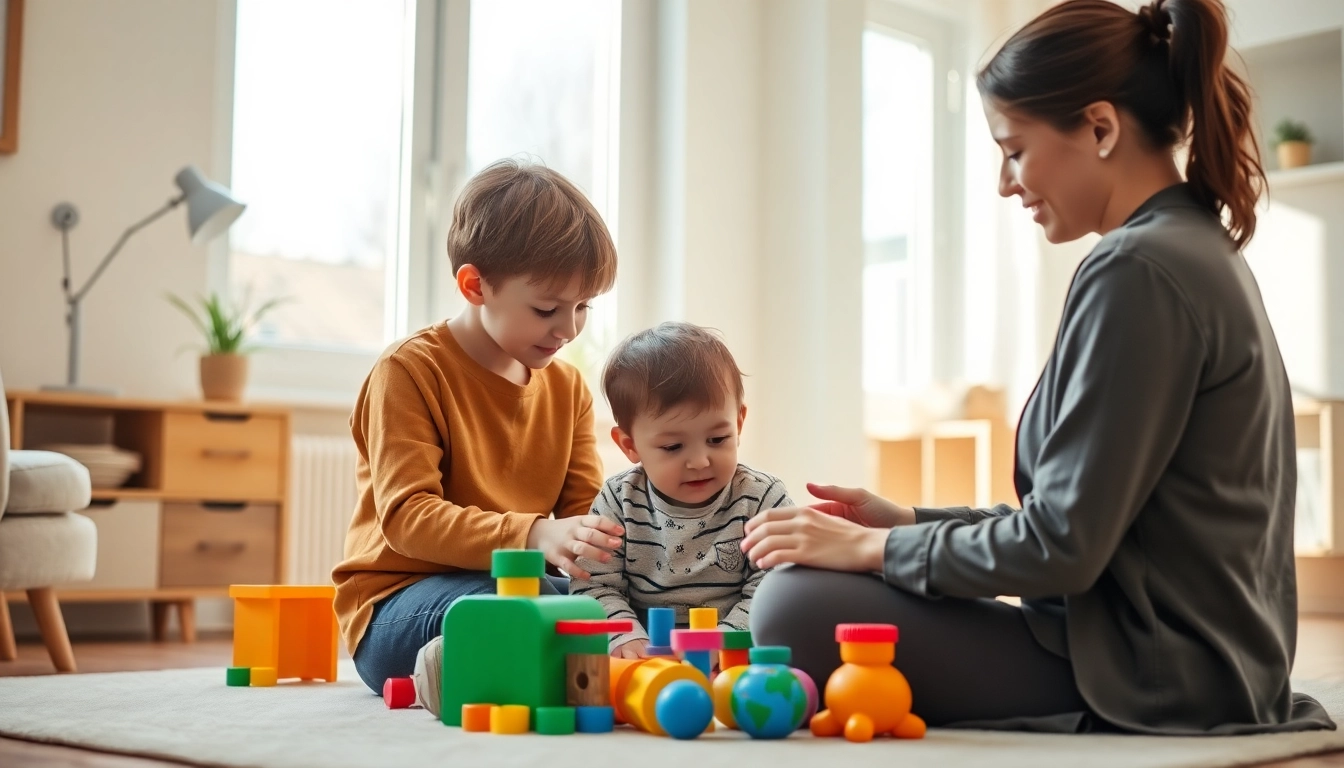 Engaging Autism Therapy session where a therapist interacts with a child for supportive growth.
