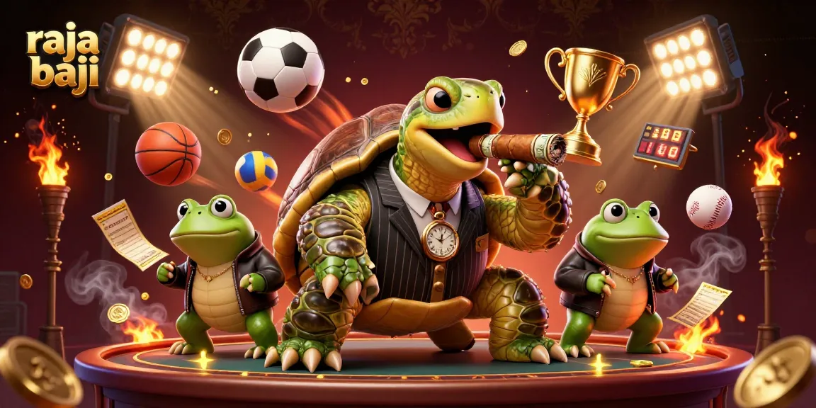 Engage in thrilling action with raja baji in this vibrant 3D casino scene featuring cartoon characters and dynamic sports elements.