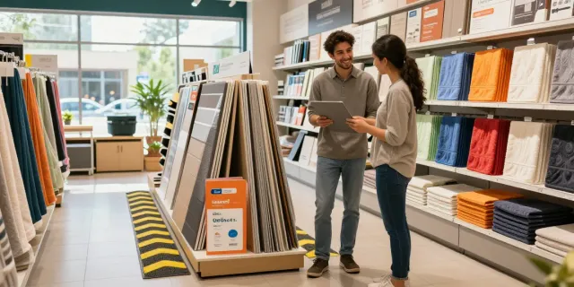 Shopsmart retail display featuring eco-friendly products and attentive customer service.