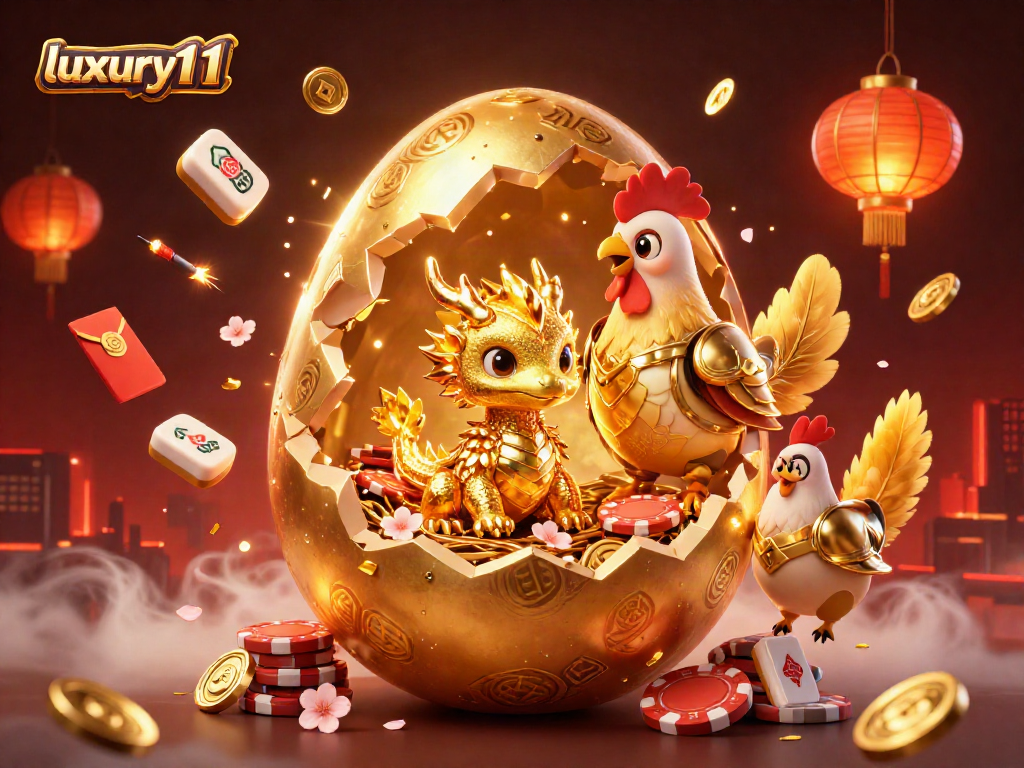 Experience luxury111 with a stunning illustration featuring a golden dragon and poker chips in a dynamic casino scene.