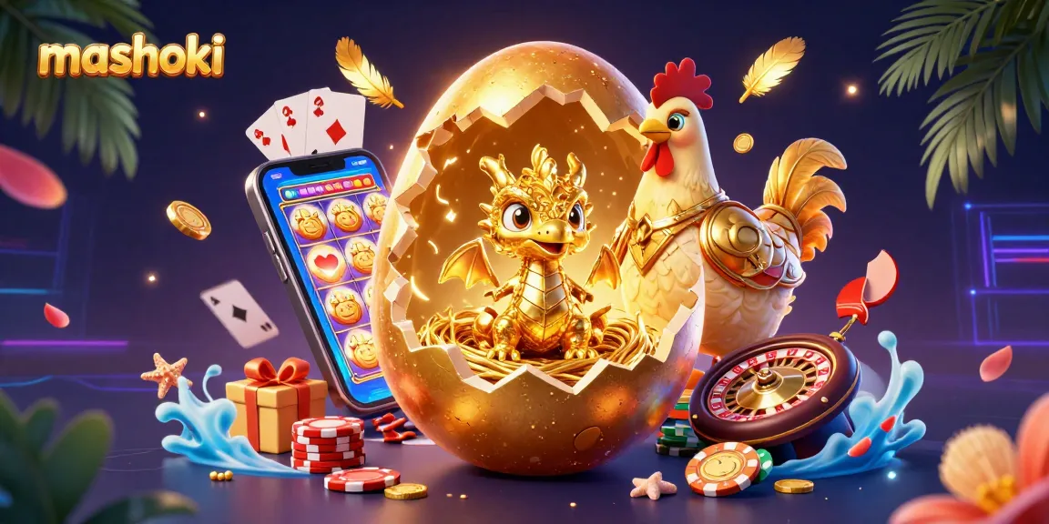 Experience mashoki’s thrilling world with golden dragon and poker chips in vibrant gaming scene.