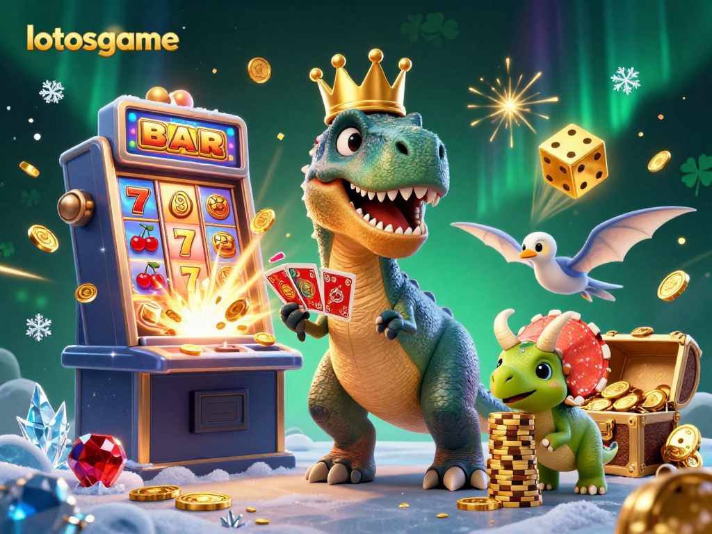 Engage in exciting gameplay with lotosgame featuring animated characters, vibrant casino elements, and a dynamic scene.