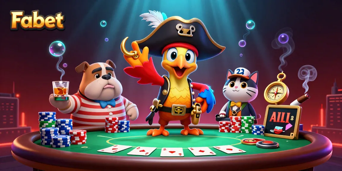 Experience the thrill of Fabet with a vibrant pirate-themed poker scene full of action.