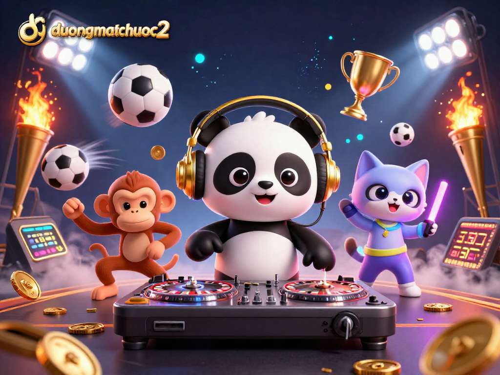 Engage with duongmatchuoc2 in a thrilling casino scene featuring a DJ panda and dynamic game elements.
