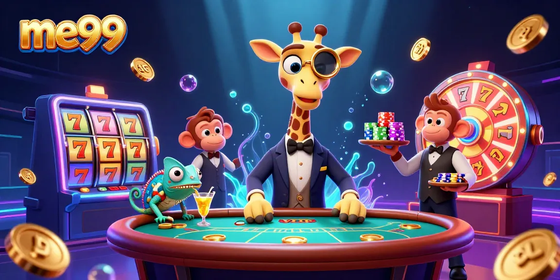 Experience the thrill of gaming at me99 with vibrant 3D casino characters and dynamic winning elements.