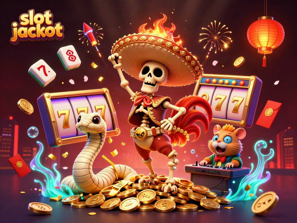 Celebrate a slot jackpot with vibrant characters and dynamic casino elements