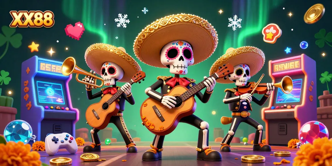 Experience lively gameplay with XX88 featuring a vibrant mariachi band and casino elements.