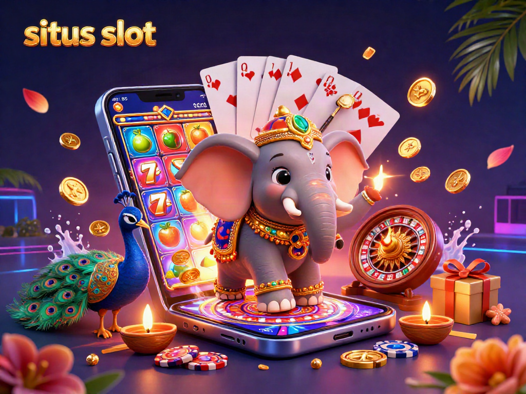 Engage with situs slot as golden coins and vibrant symbols explode from a digital slot game.
