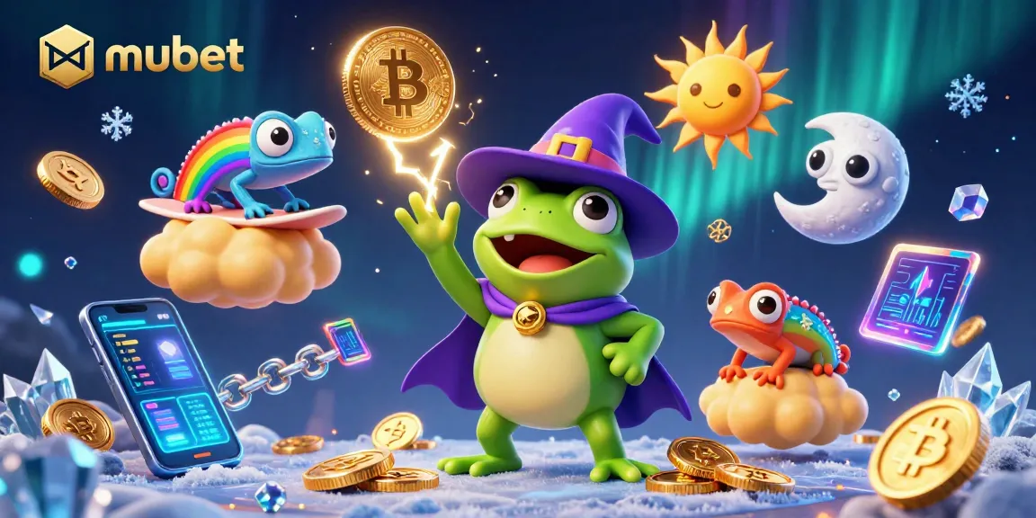 Experience the magic of winning with mubet's vibrant 3D casino illustration featuring crypto elements.