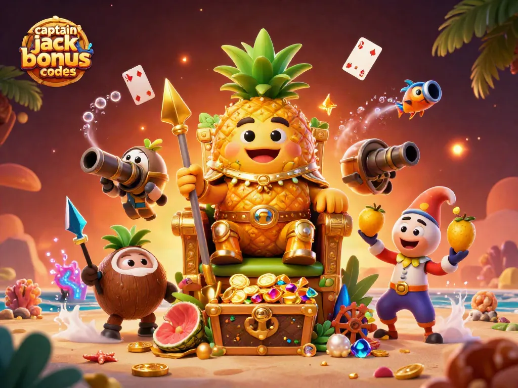Play with captain jack bonus codes at a vibrant casino scene filled with gold and fun.
