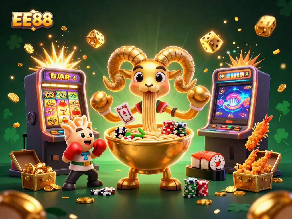 Engage with the EE88 gaming experience featuring vibrant characters and big jackpots in a dynamic casino scene.