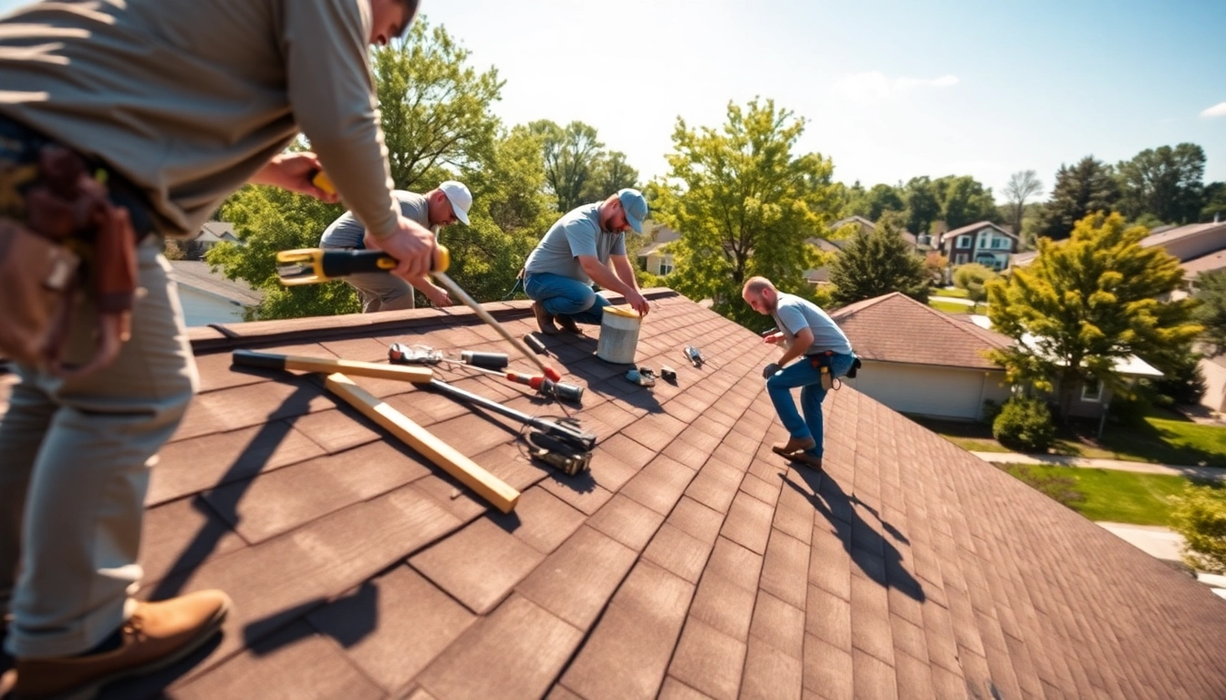 Skilled workers performing twinsburg oh roof repairs, emphasizing quality and reliability.