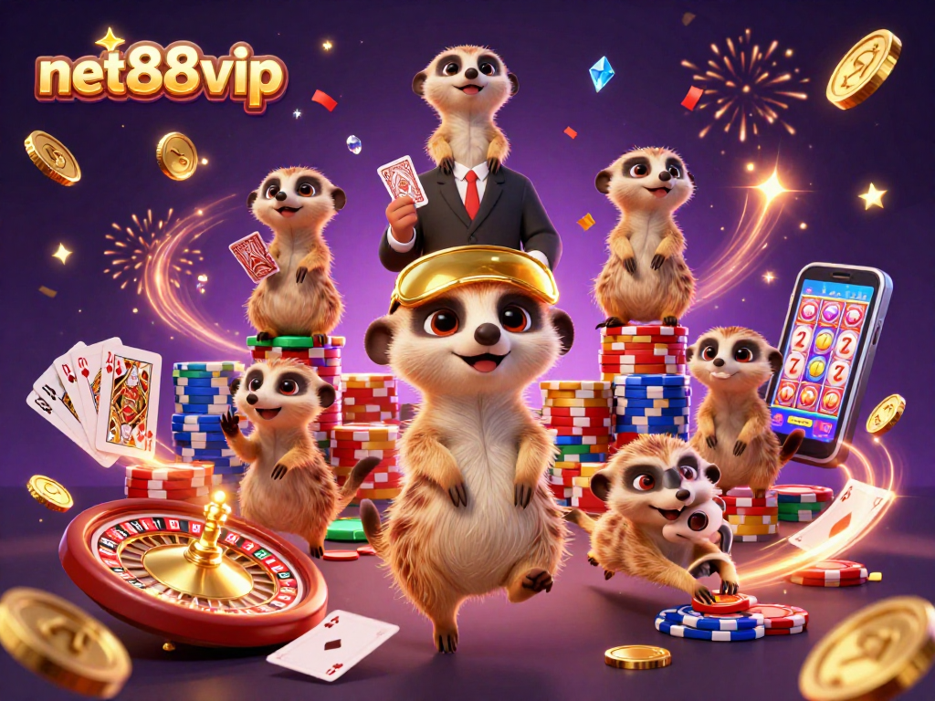 Join the meerkats of net88vip as they operate a lively casino scene with dynamic gaming action.