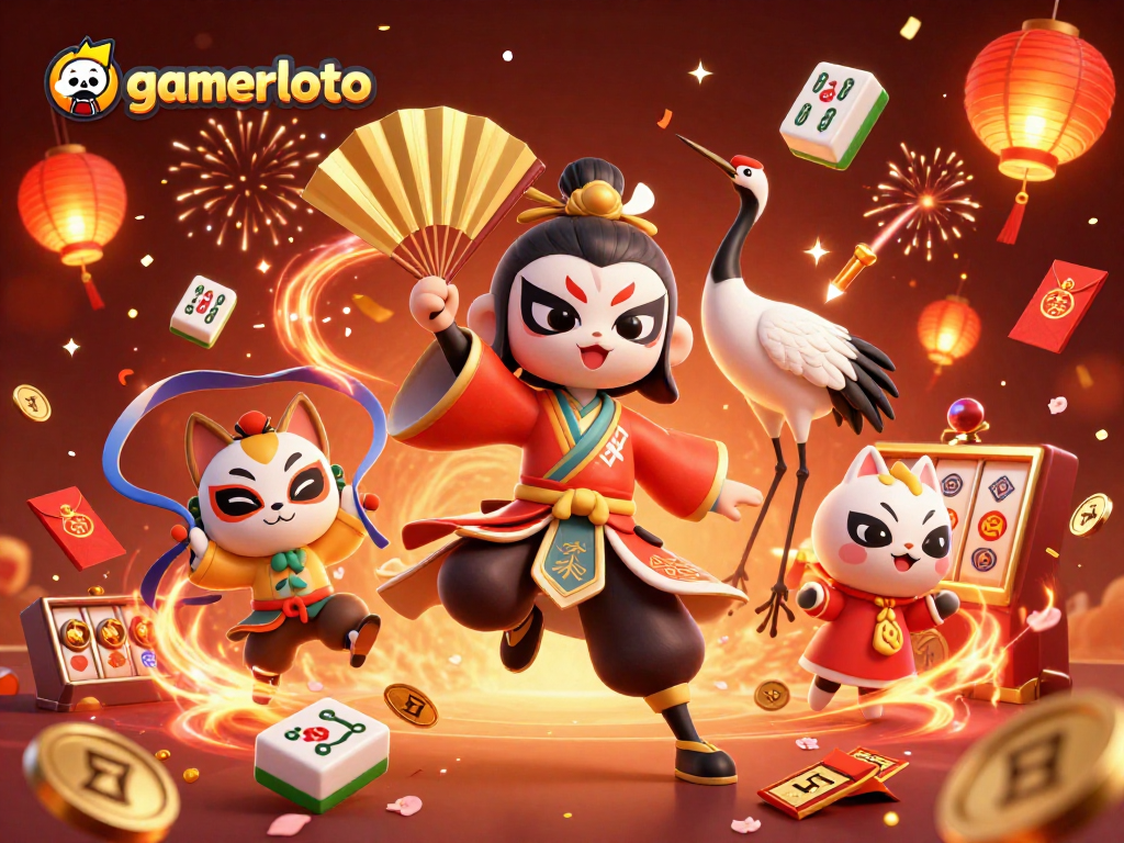 Experience gamerloto excitement through a vibrant 3D casino illustration featuring lucky symbols and dynamic elements.