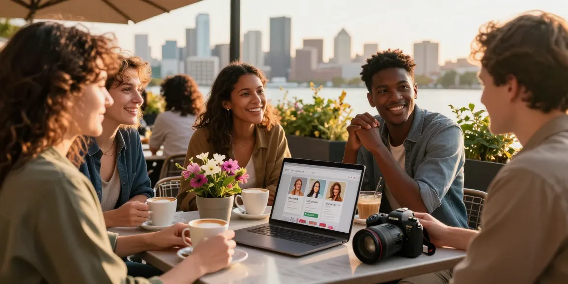 Singles connecting over coffee using the HundRoses app for meaningful relationships.