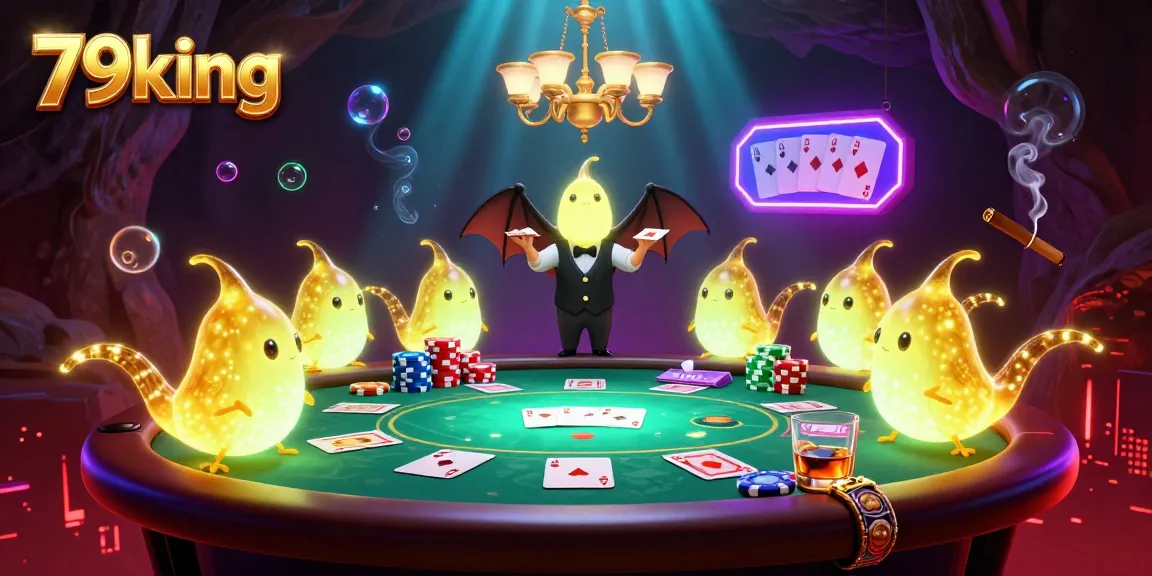 Experience the excitement of 79king as bioluminescent glowworms light up a vibrant casino scene.