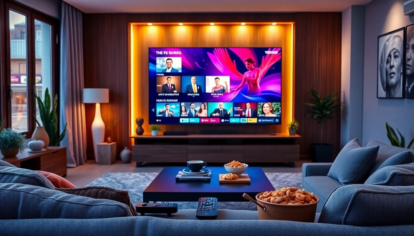 Experience a Free IPTV Trial 24 Hours in a cozy living room with streaming setup and vibrant ambiance.