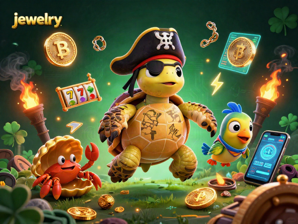Spin the reels and uncover jewelry treasures in this vibrant casino-themed illustration.
