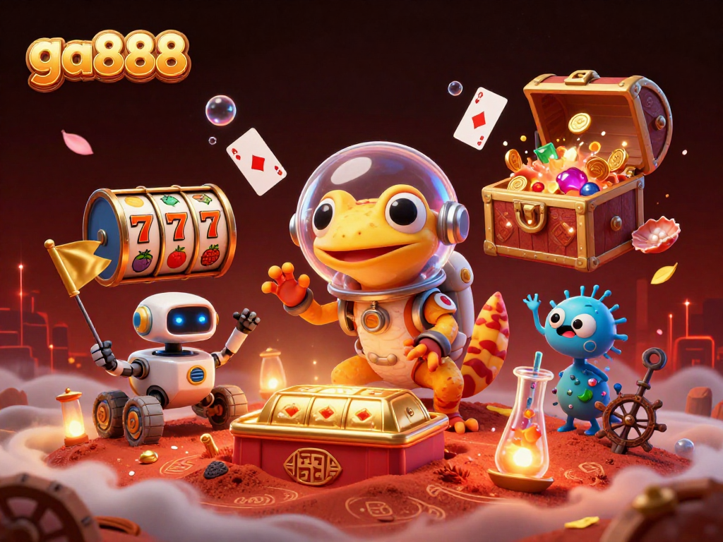Experience exciting gameplay at ga888 slot machines with vibrant Martian characters and treasures!