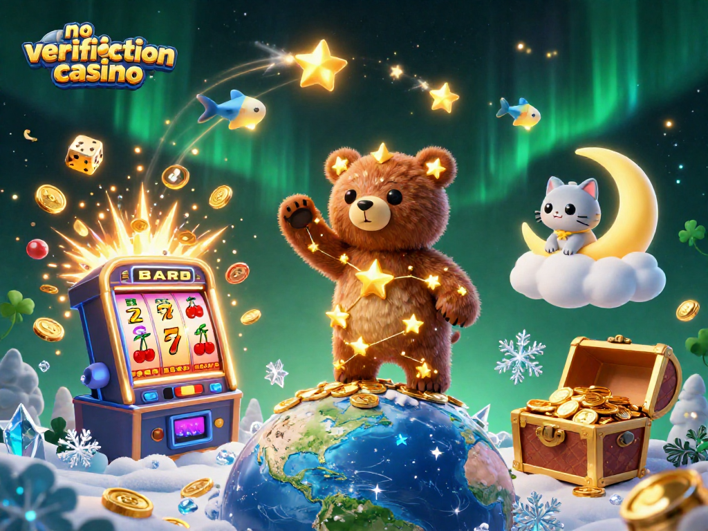 Experience fast-paced gaming at the no verification casino with golden bears and slot machines!
