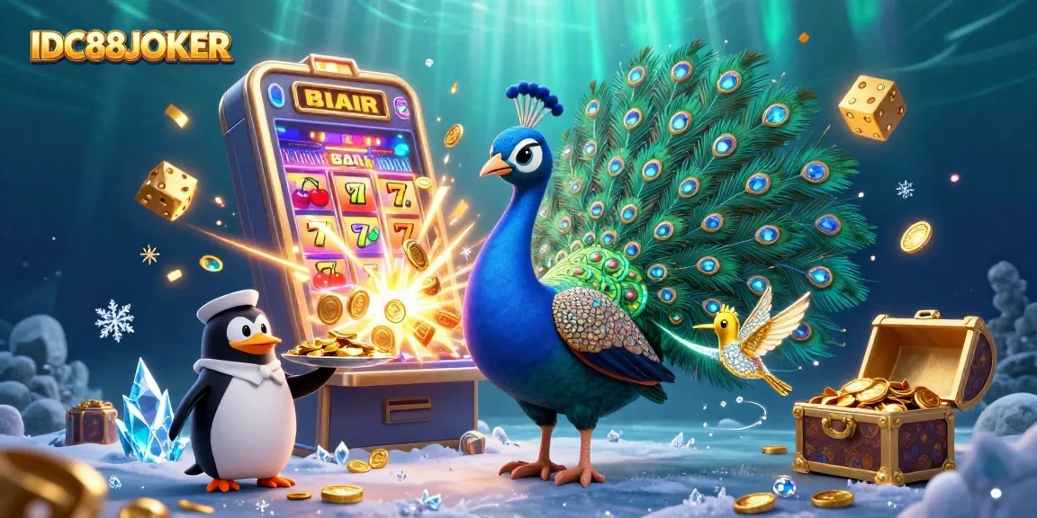 Experience thrilling jackpots at IDC88JOKER with a vibrant scene of captivating gaming elements and characters.
