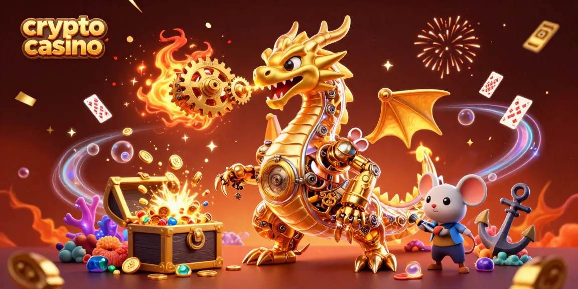 Disfruta de la emoción de un casino cripto con dragones y tesoros brillantes en un ambiente vibrante.