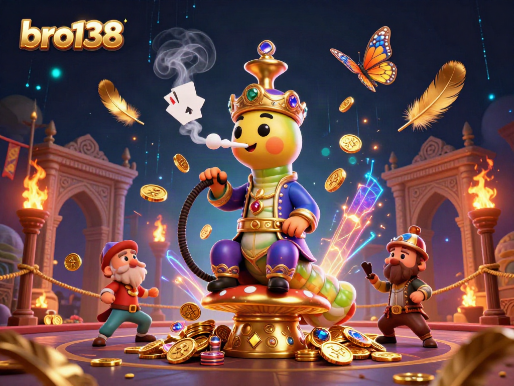 Experience the thrill of bro138 with an engaging illustration of gaming excitement and casino symbols.