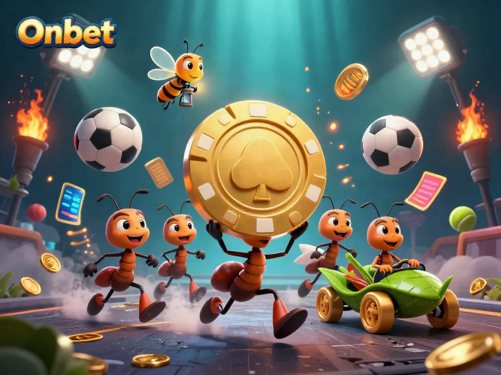 Experience thrilling gameplay at Onbet as ants execute a heist for a massive golden chip.