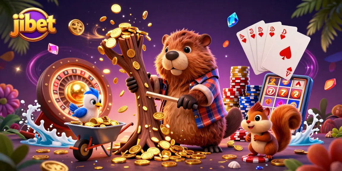 Experience immersive gaming adventure with jibet as the beaver collects coins in a magical casino