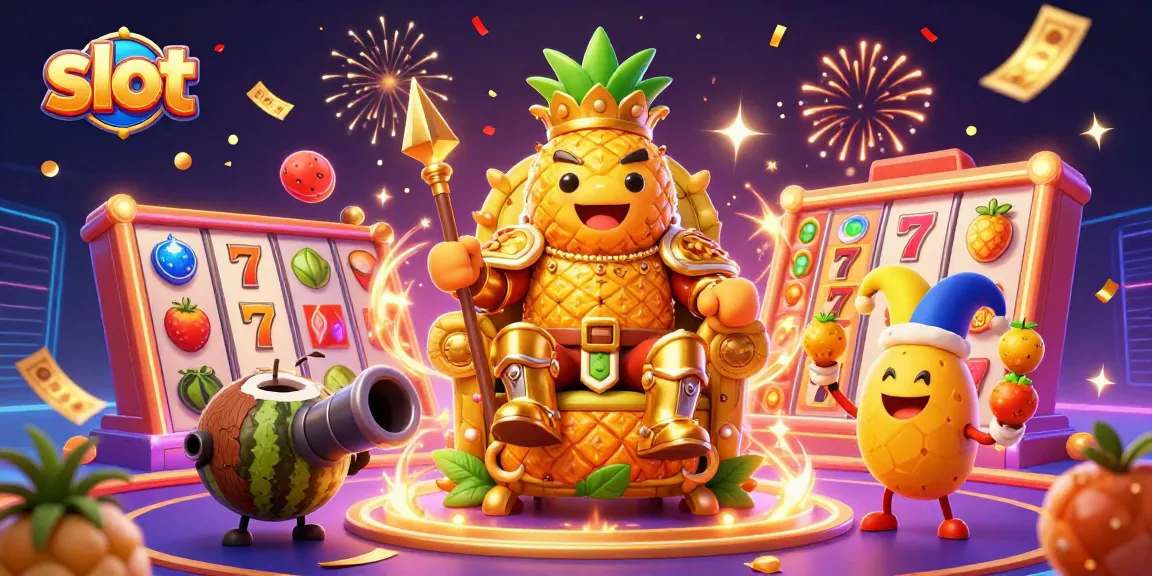 Win exciting slots with dynamic characters and vibrant elements in this colorful casino illustration.