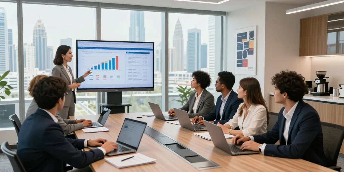 Audit Services in Dubai - Diverse team discussing financial strategies in a modern office.