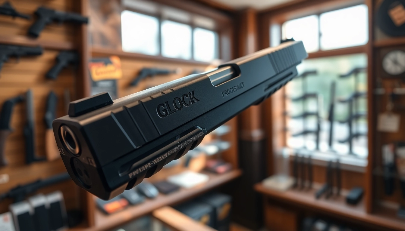 Inspecting the glock 17 slide, showcasing its precision and features in a well-lit environment.