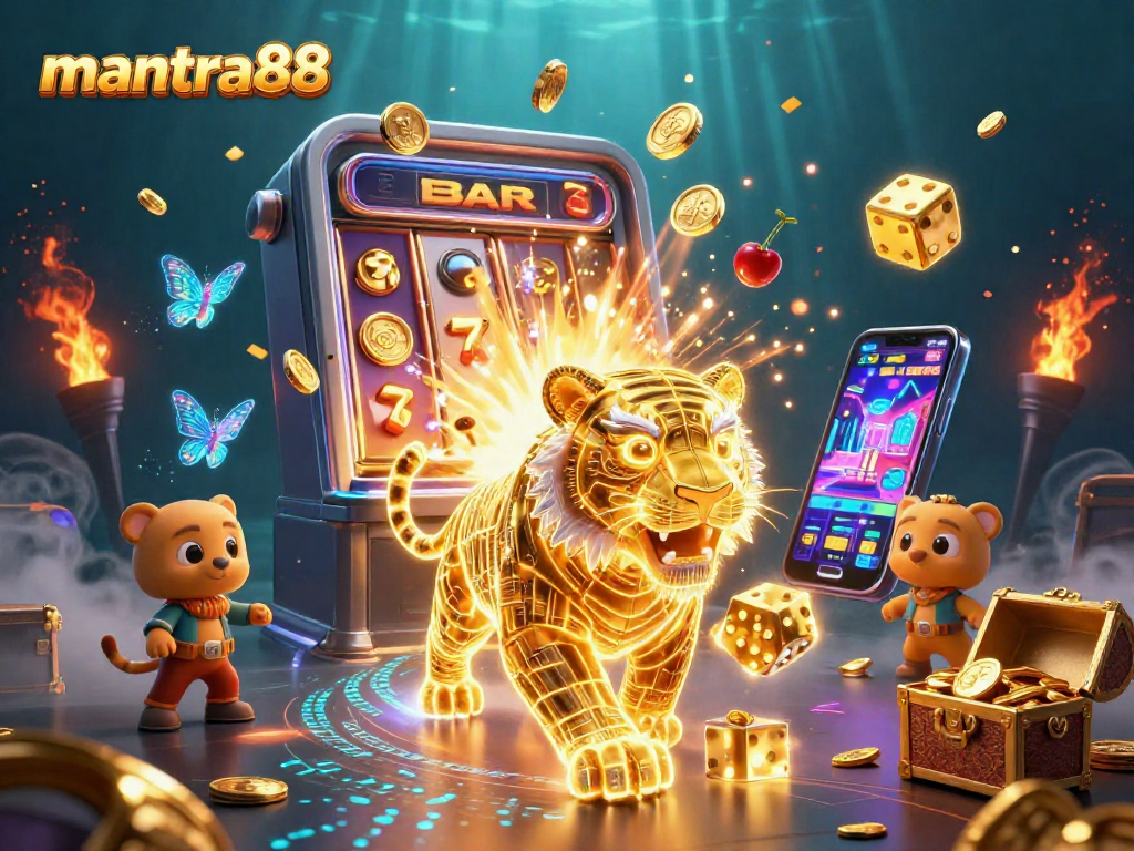 Experience thrilling gameplay with mantra88 in a vibrant digital casino scene filled with action and rewards.